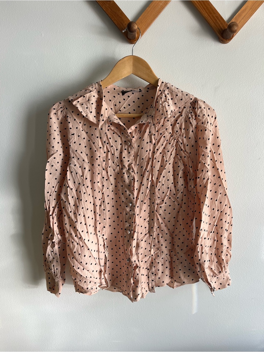 The Kooples Blush Pink Polka Dot Button-Down Blouse